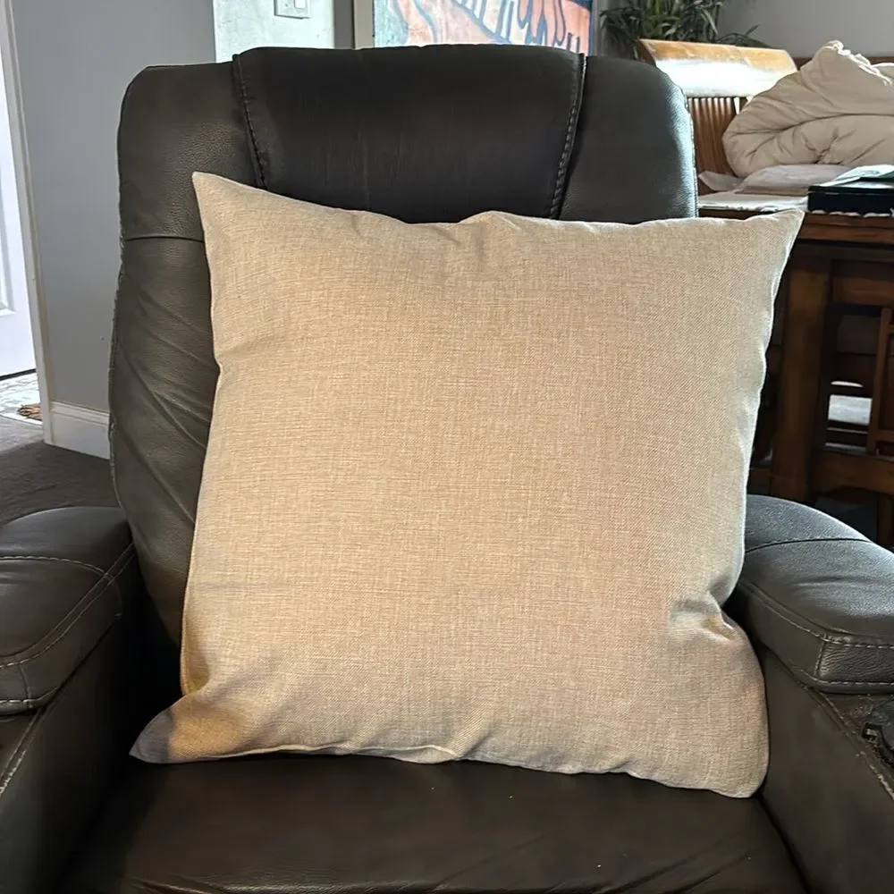 COPY - 24” beige canvas throw pillow NWOT